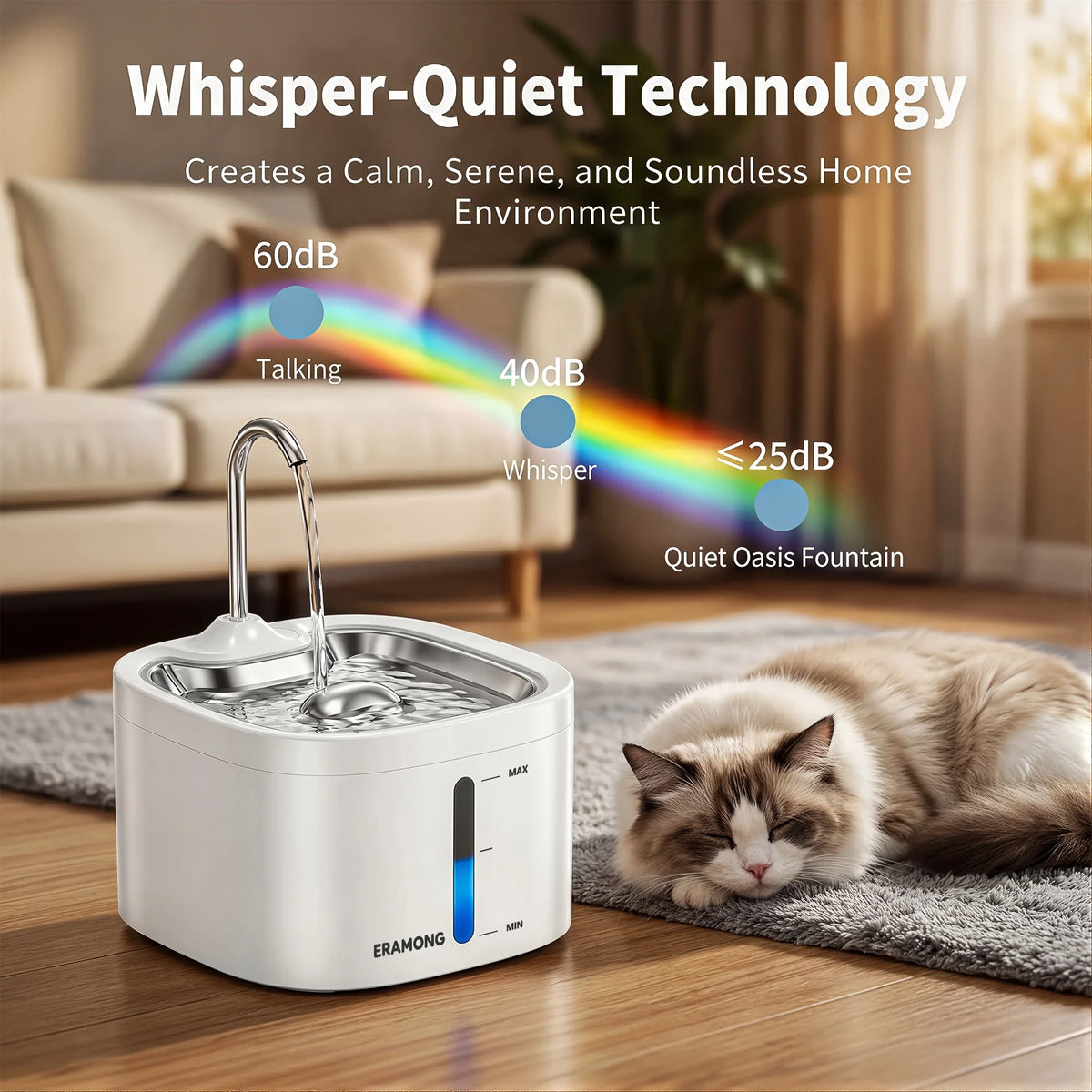 Automatic Stainless Steel Cat Water Fountain With Tap And Dispenser