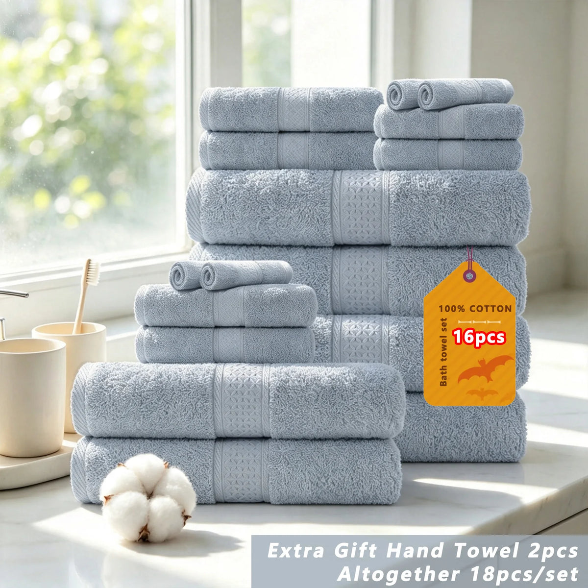Soft Cotton Bath Towel Set With Quick Drying Water Absorption