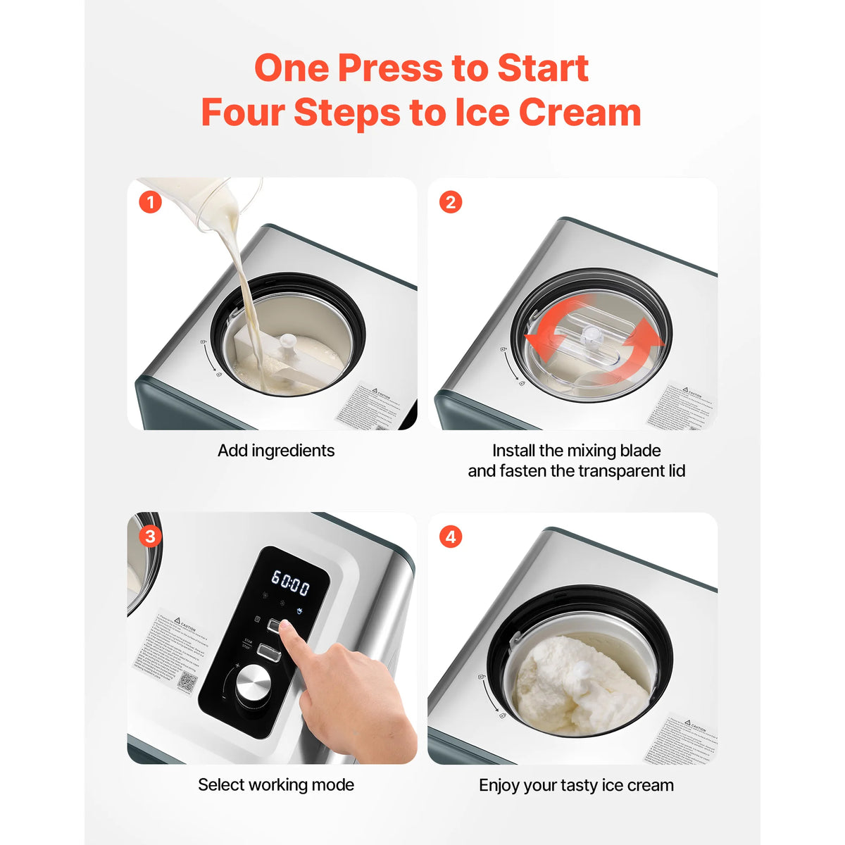 SucceBuy Automatic Ice Cream Maker With Compressor And Three Modes
