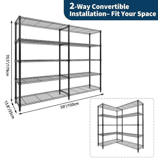 Twister.Ck Heavy Duty Metal Shelving Unit Adjustable Pantry Organizer