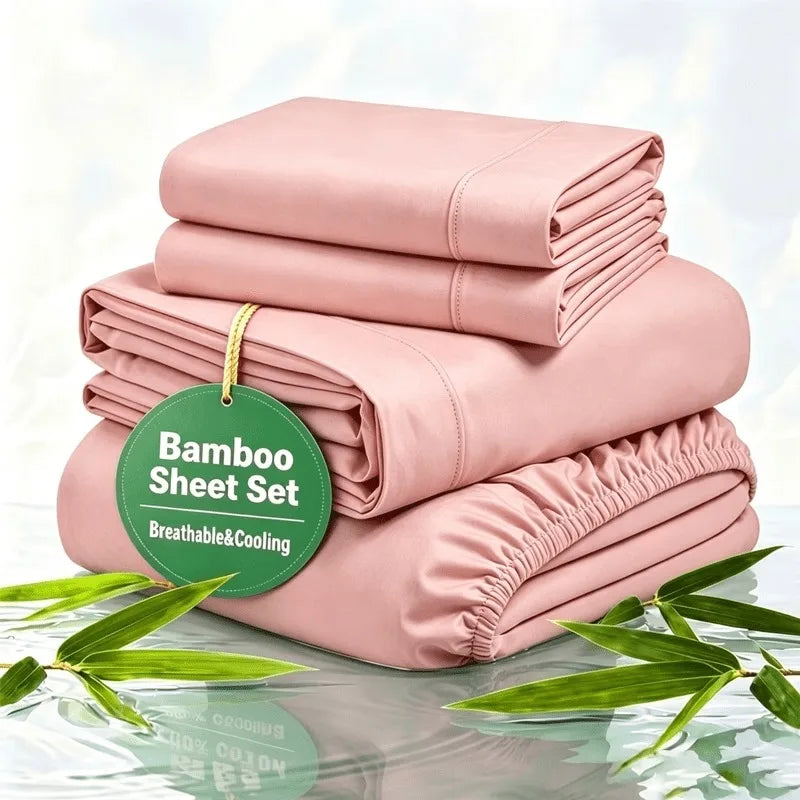 Breathable Cooling Satin Bed Sheet Set For Sleep Comfort