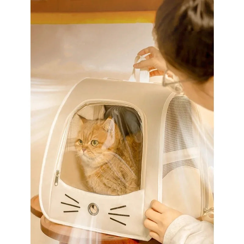 Breathable Transparent Pet Backpack Carrier With Shoulder Strap For Travel