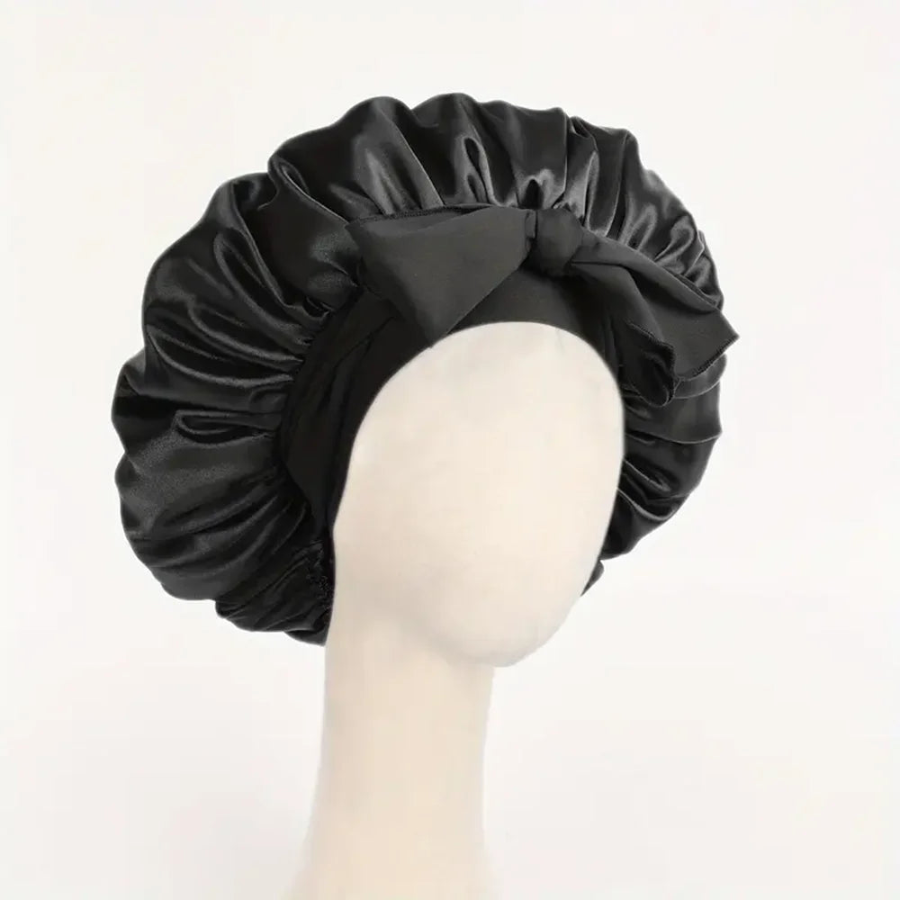 Adjustable Satin Hair Bonnet With Tie Band For Sleeping