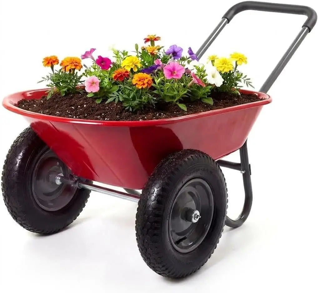 Mesh Utility Cart With Dual Wheels For Yard And Garden