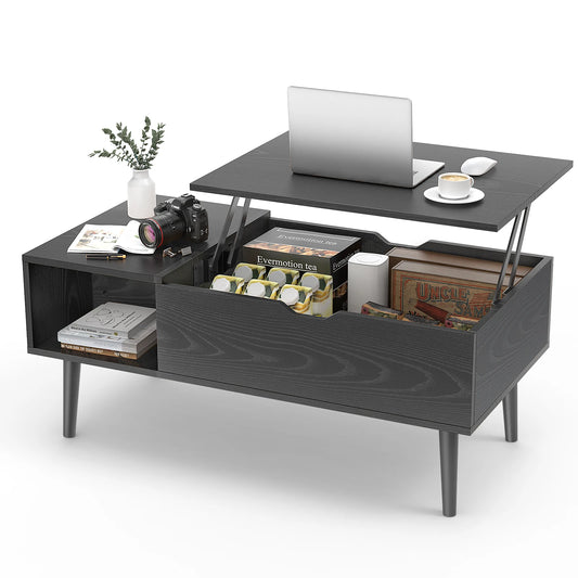 JHK Modern Lift Top Coffee Table Adjustable Storage Shelf