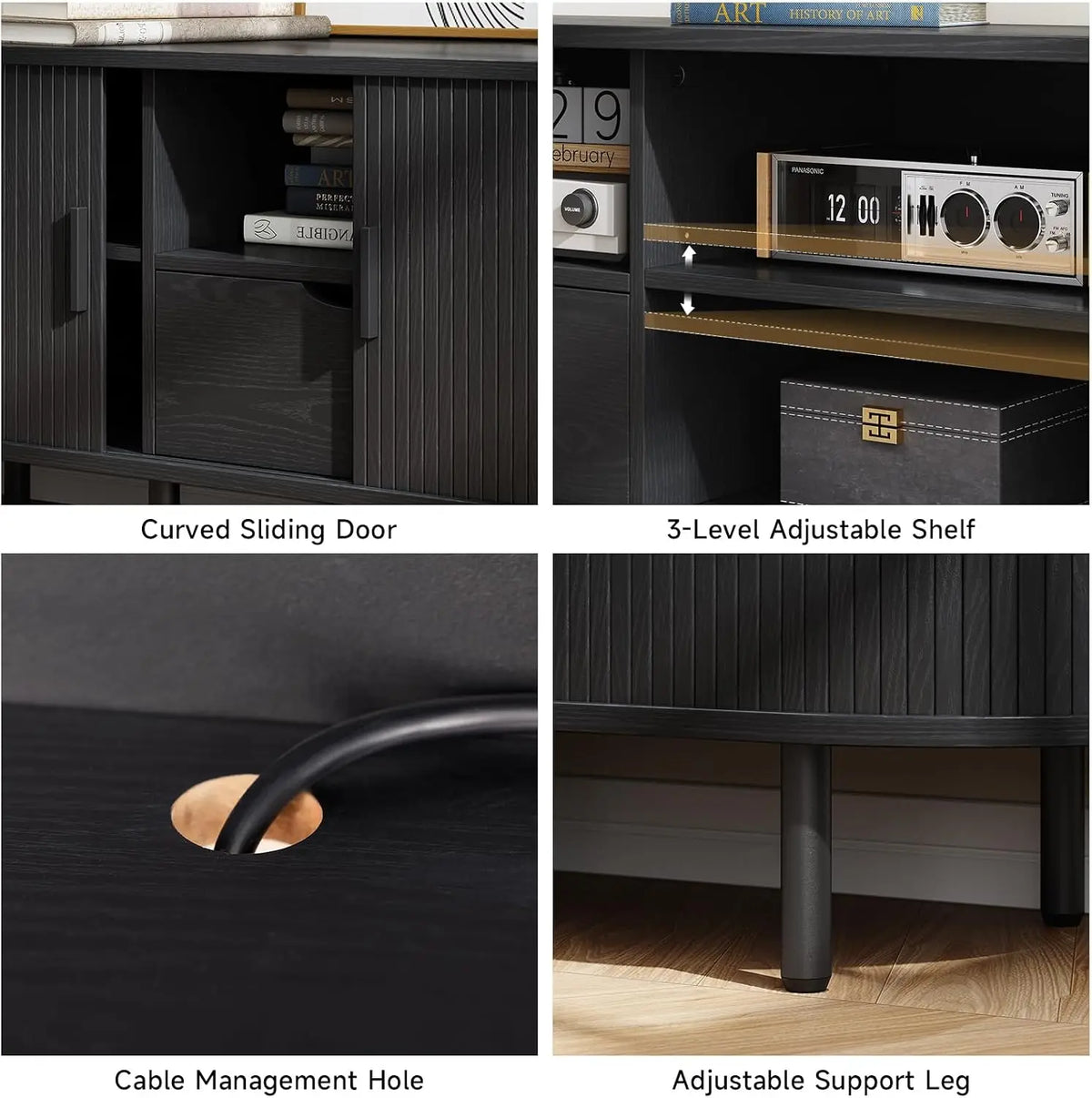 ONBRILL Modern Living Room TV Stand With Convenient Power Outlet