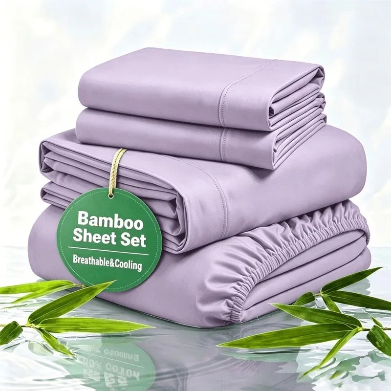 Breathable Cooling Satin Bed Sheet Set For Sleep Comfort