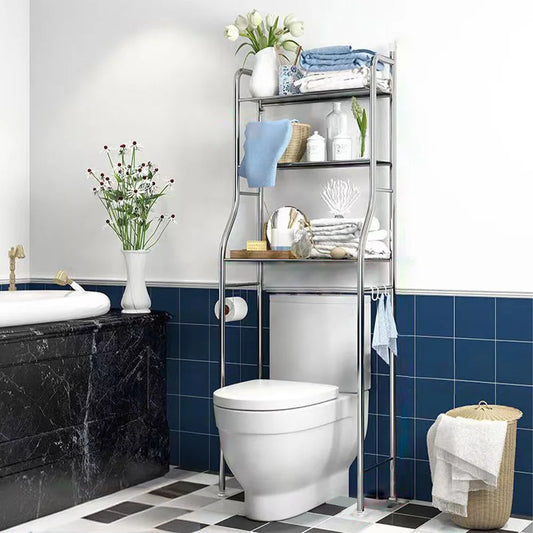 Studyset Freestanding Metal Over Toilet Shelf With Paper Holder