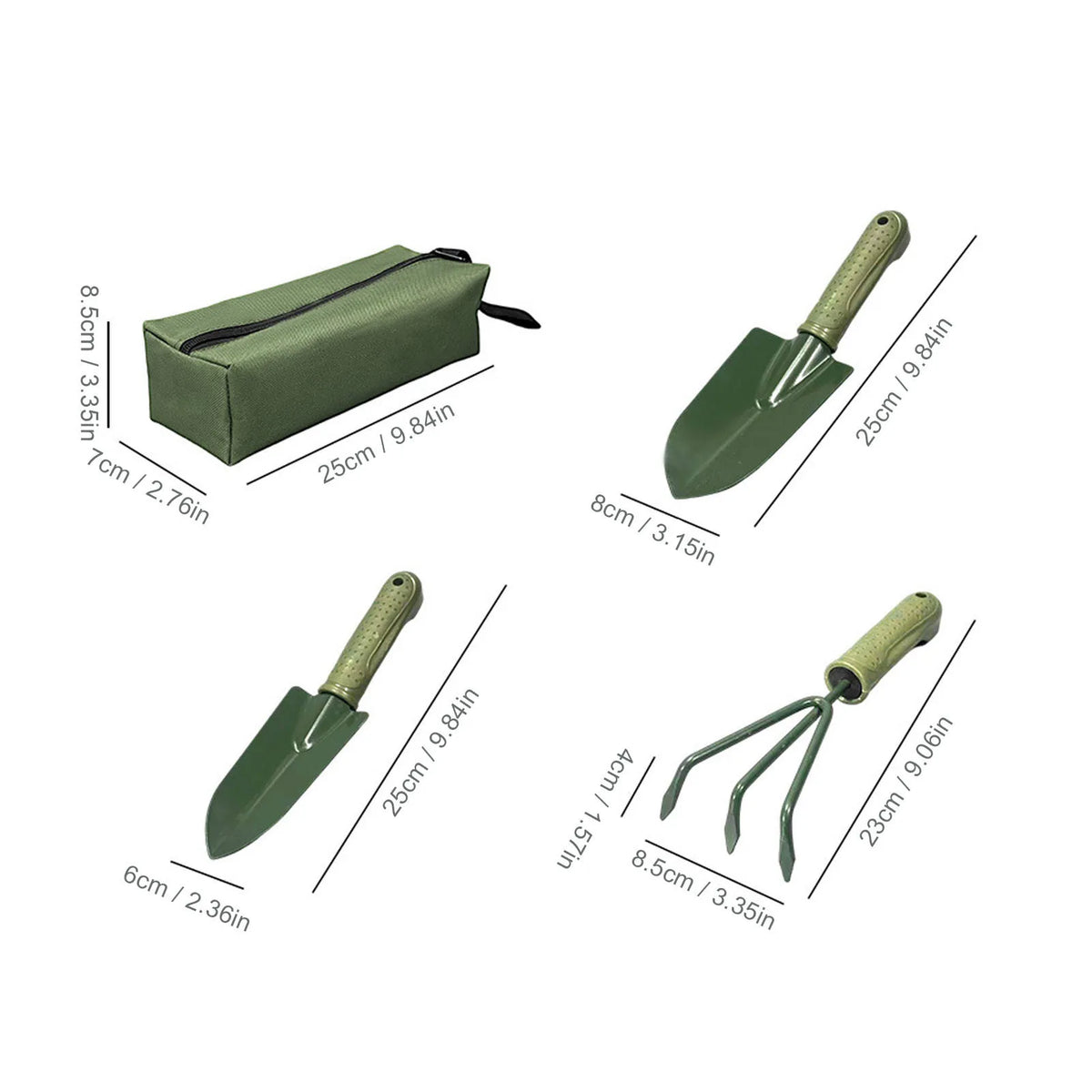 Ergonomic Garden Shovel And Rake Tool Set With Storage Bag