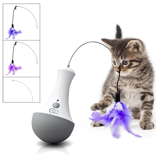 Automatic Interactive Cat Feather Toy Indoor Teaser 360 Degree Rotation