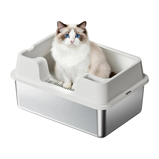 HiMISS Stainless Steel Enclosed Cat Litter Box With High Walls