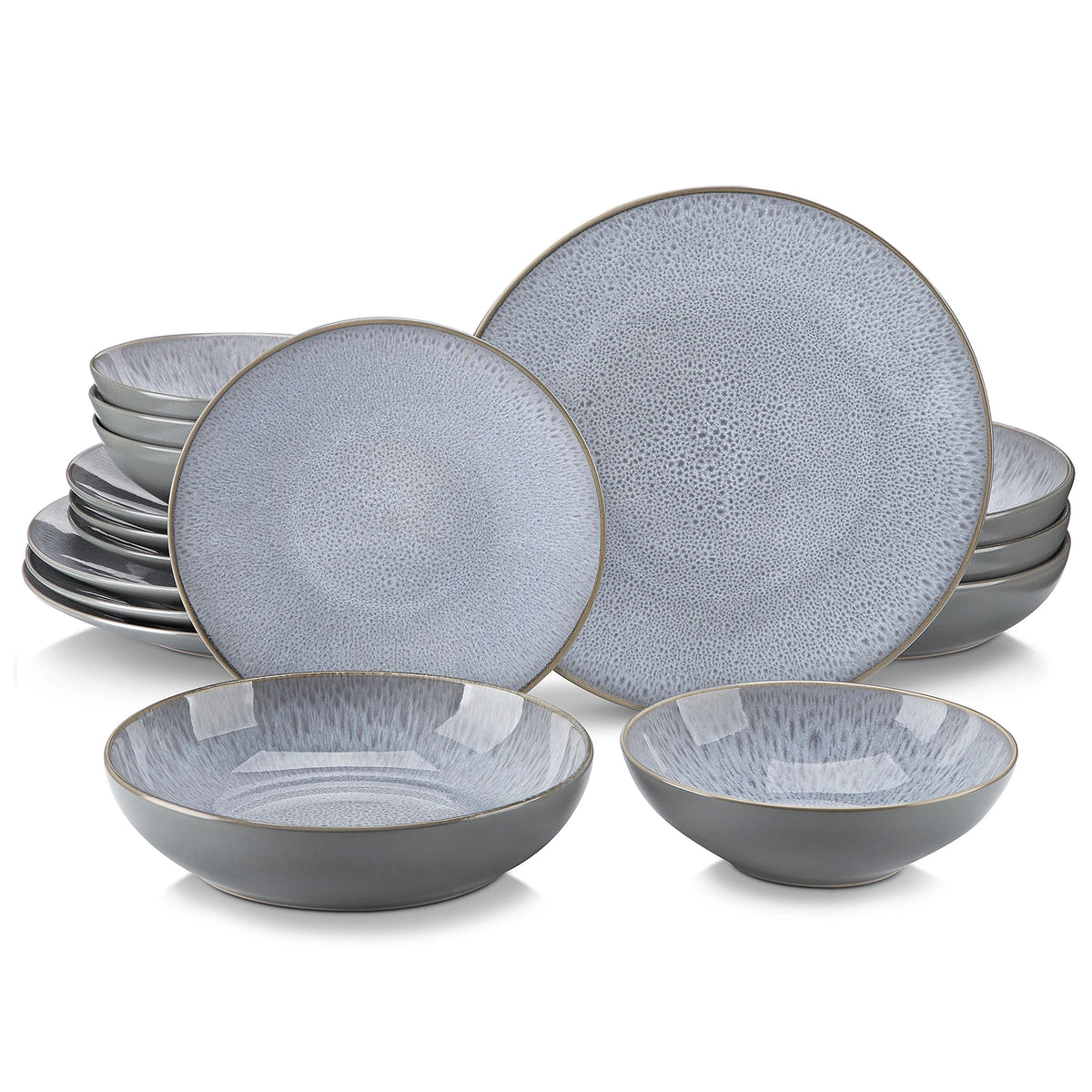 MALACASA Embossed Stoneware Dinnerware Set for Everyday Dining