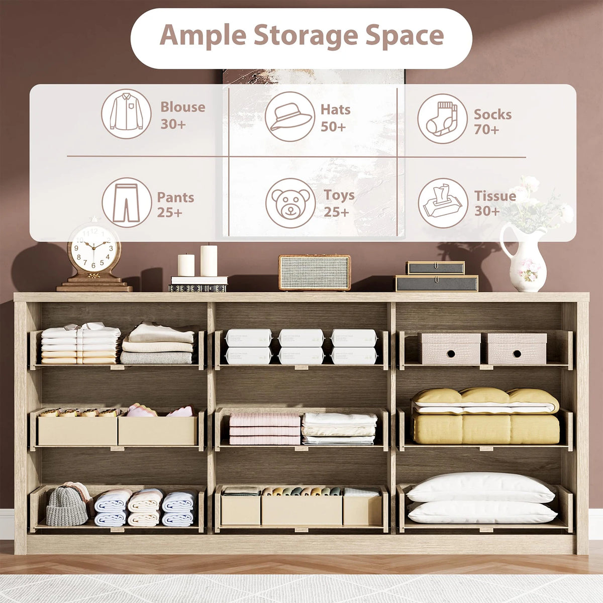 Acekool Modern Nine Drawer Wooden Chest Of Drawers