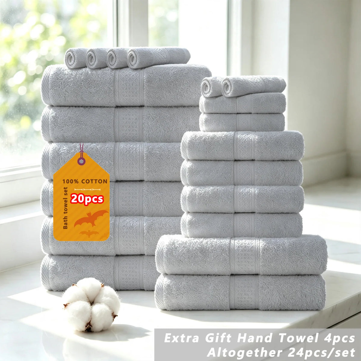 Soft Cotton Bath Towel Set With Quick Drying Water Absorption