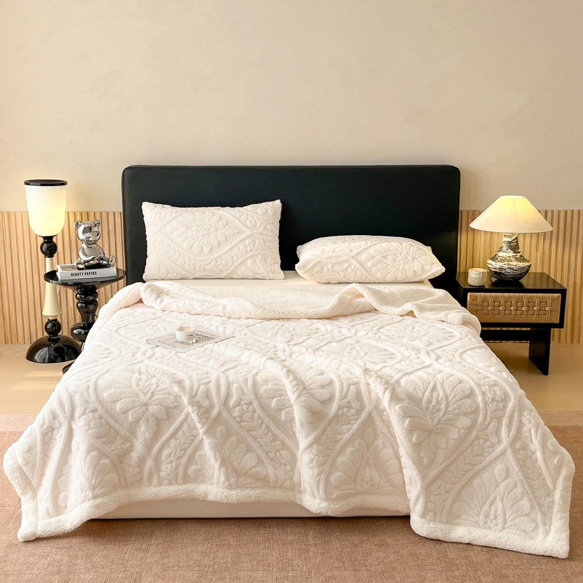 Plush Coral Fleece Throw Blanket for Sofa Bed and Office