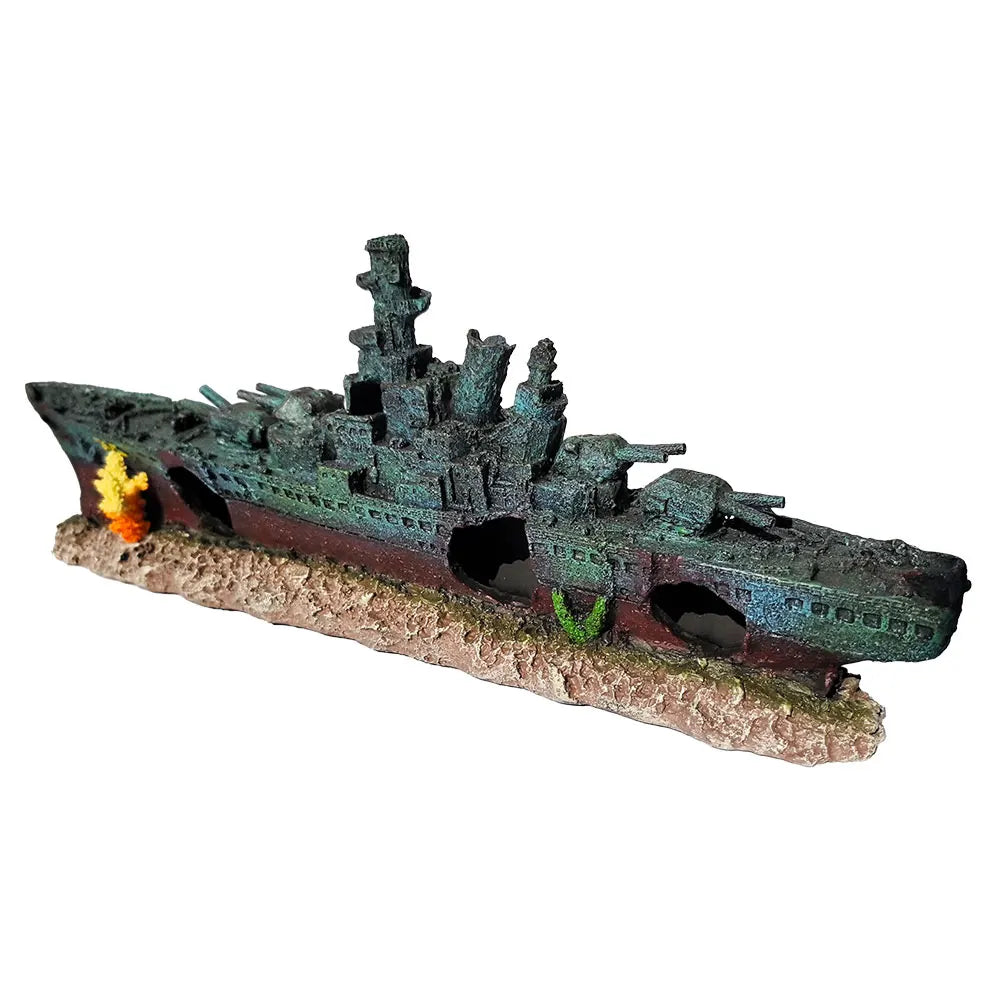 ATUOTIN Resin Sunken Warship Aquarium Ornament Fish Tank Cave Decor