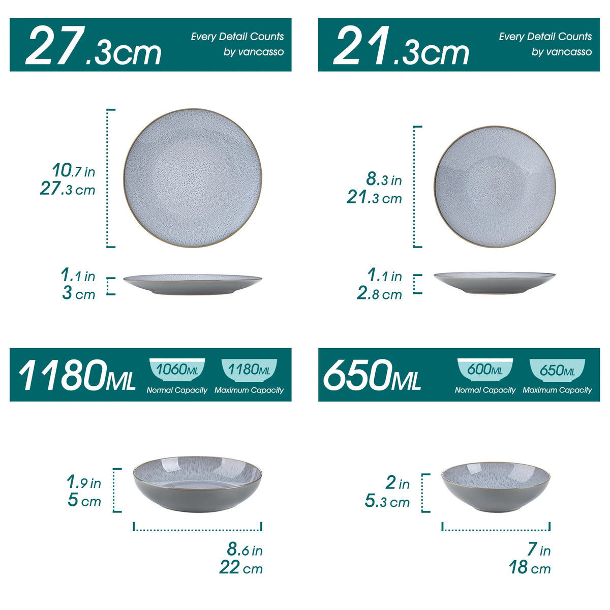 MALACASA Embossed Stoneware Dinnerware Set for Everyday Dining