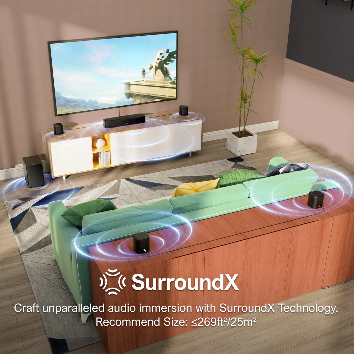 ULTIMEA Virtual Surround Soundbar System With Subwoofer And App Control