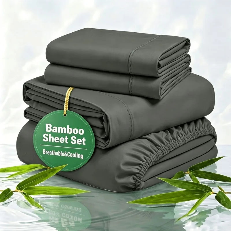 Breathable Cooling Satin Bed Sheet Set For Sleep Comfort