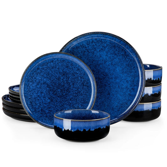 Malacasa Ceramic Stoneware Dinnerware Set With Reactive Glaze Finish