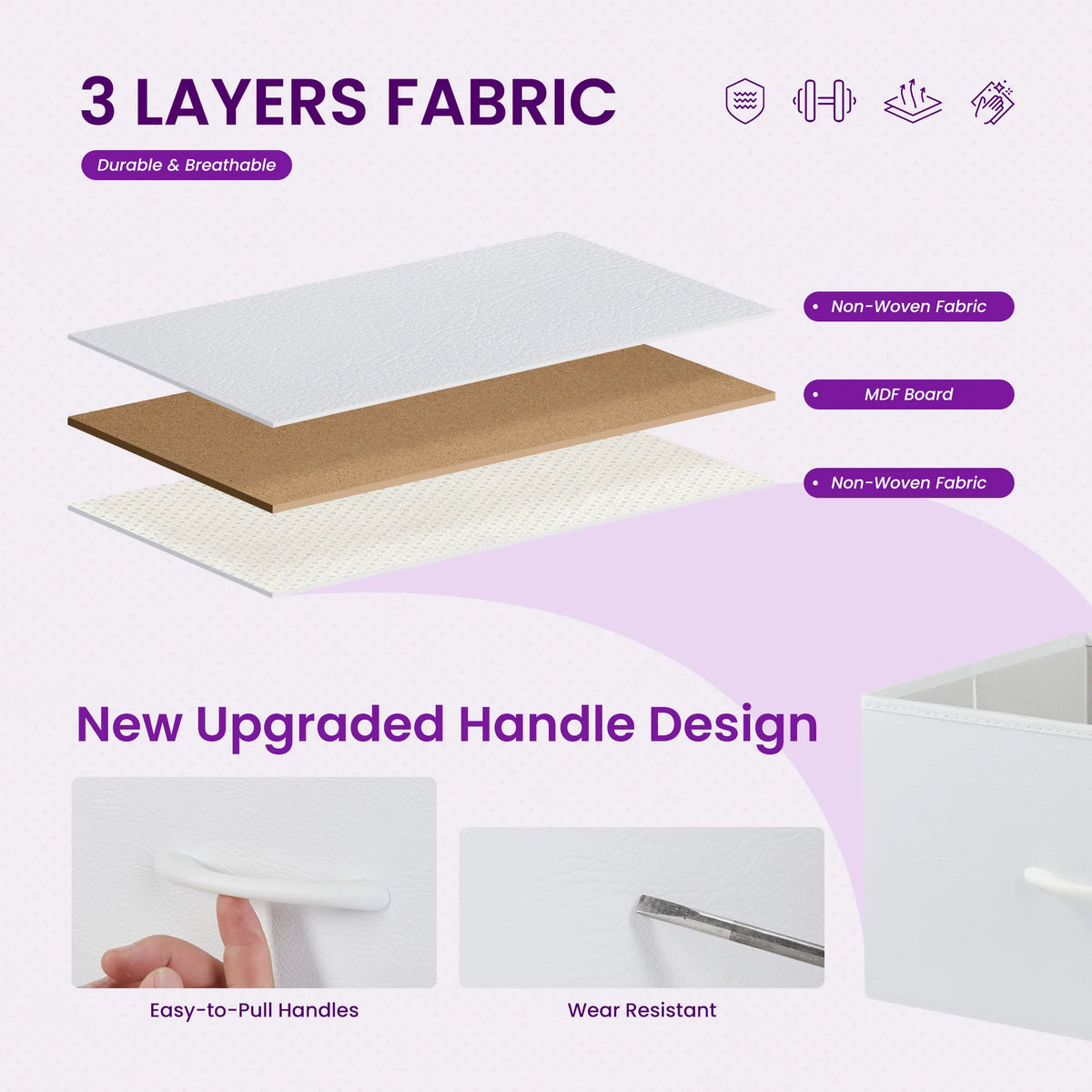 JHK 8 Drawer Fabric Storage Dresser With Steel Frame