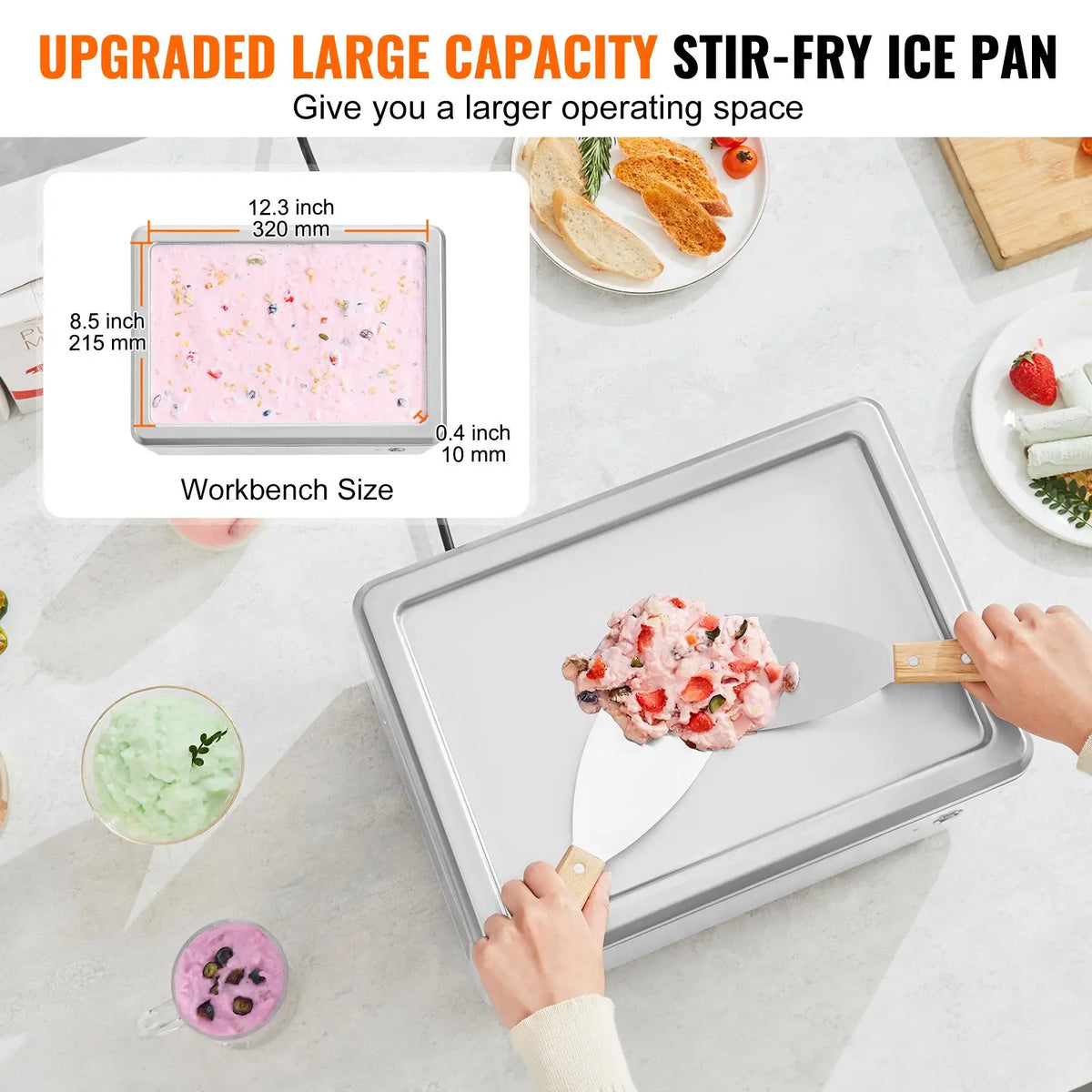 Oeny Stainless Steel Fried Ice Cream Roll Machine With Compressor