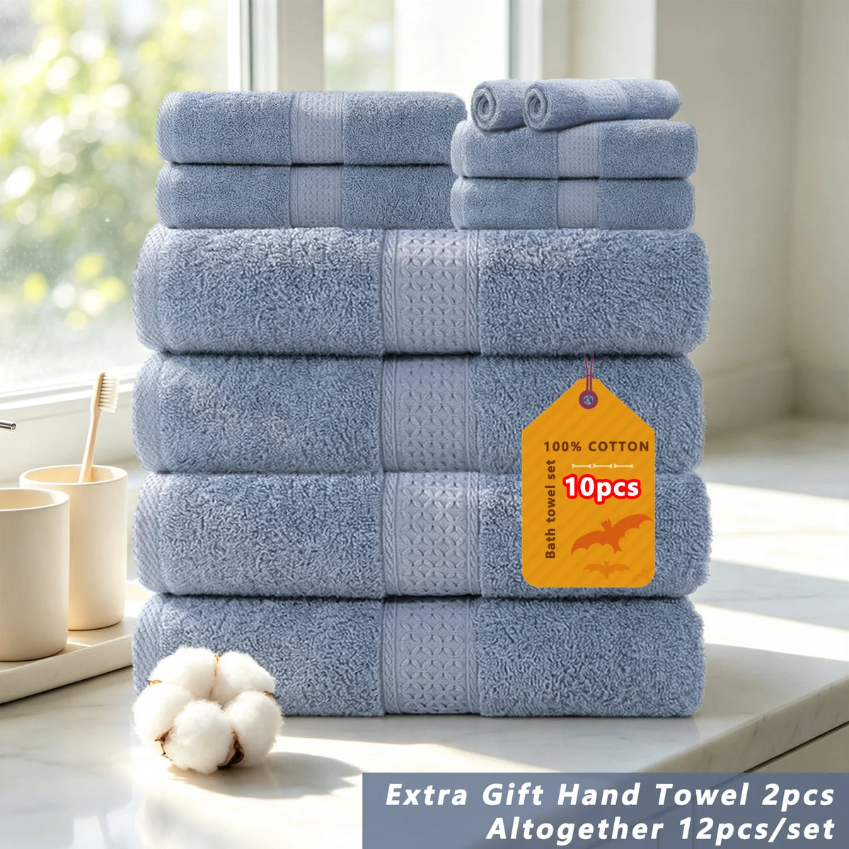 Soft Cotton Bath Towel Set With Quick Drying Water Absorption