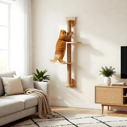 CWV Wall Mounted Cat Tree With Sisal Scratching Posts Hammock