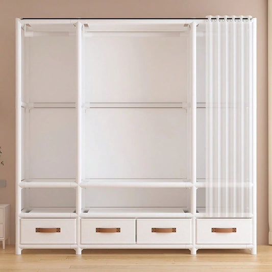 Portable Freestanding Wardrobe Closet With Drawers Shelves And Rods