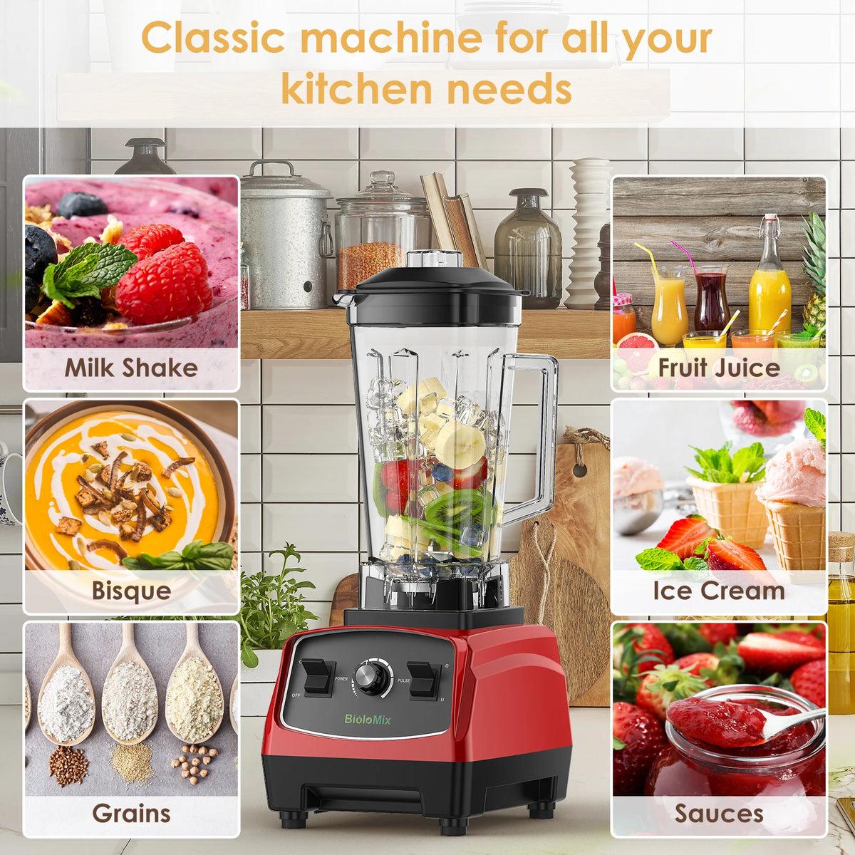 Biolomix 3HP Commercial Blender for Smoothies and Food Preparation