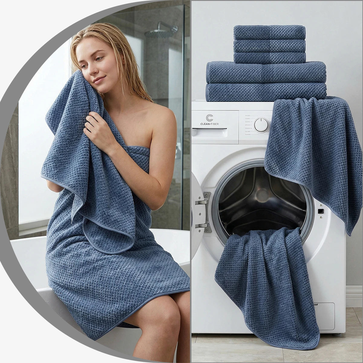 Premium 8 Piece Towel Set Soft Absorbent Machine Washable Linens