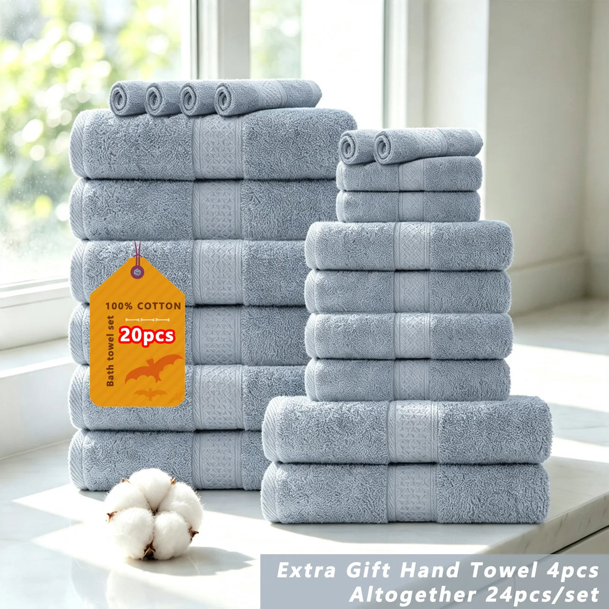 Soft Cotton Bath Towel Set With Quick Drying Water Absorption