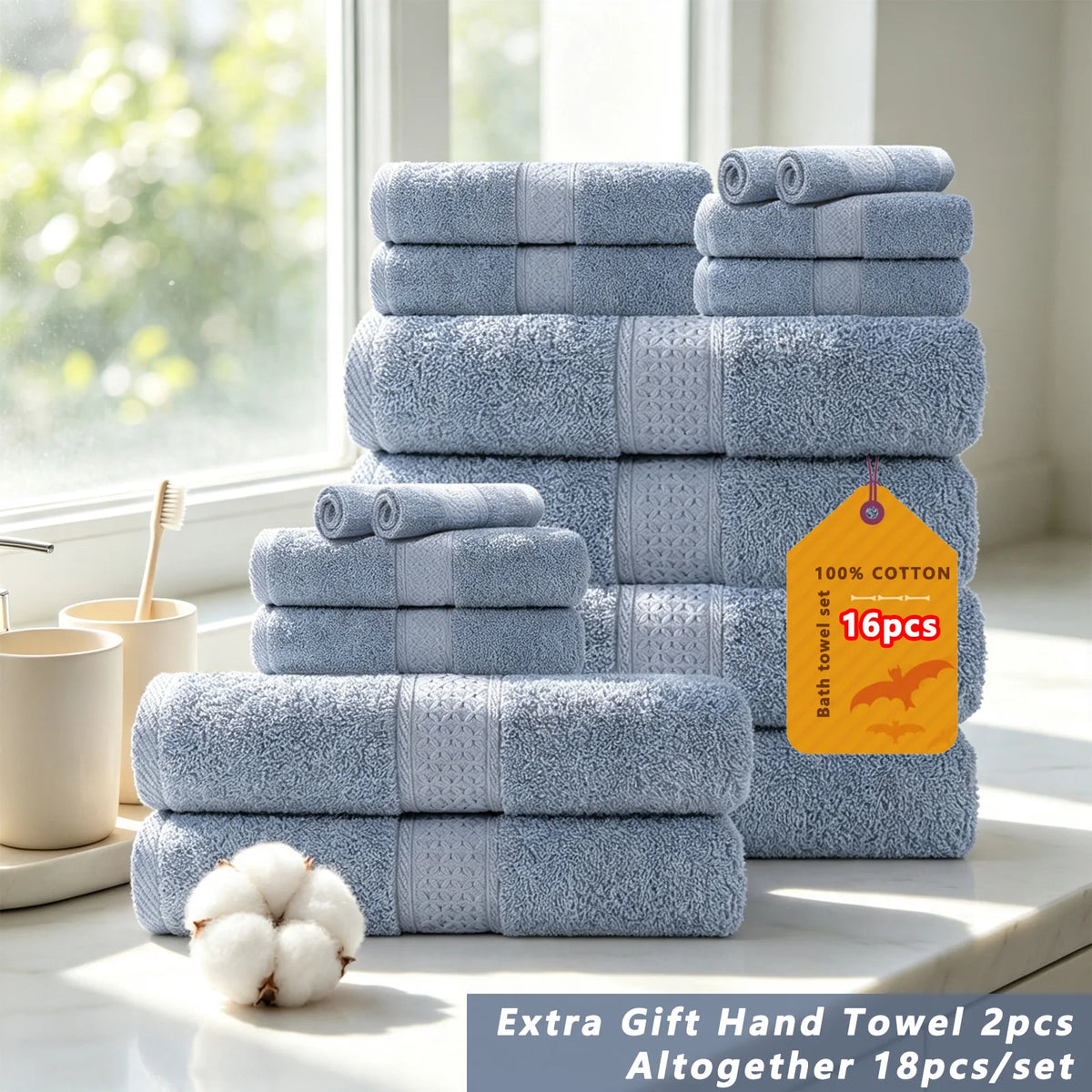 Soft Cotton Bath Towel Set With Quick Drying Water Absorption