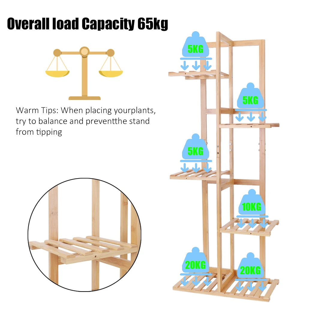 Wisfor 5 Tier Bamboo Corner Plant Stand Flower Display Rack