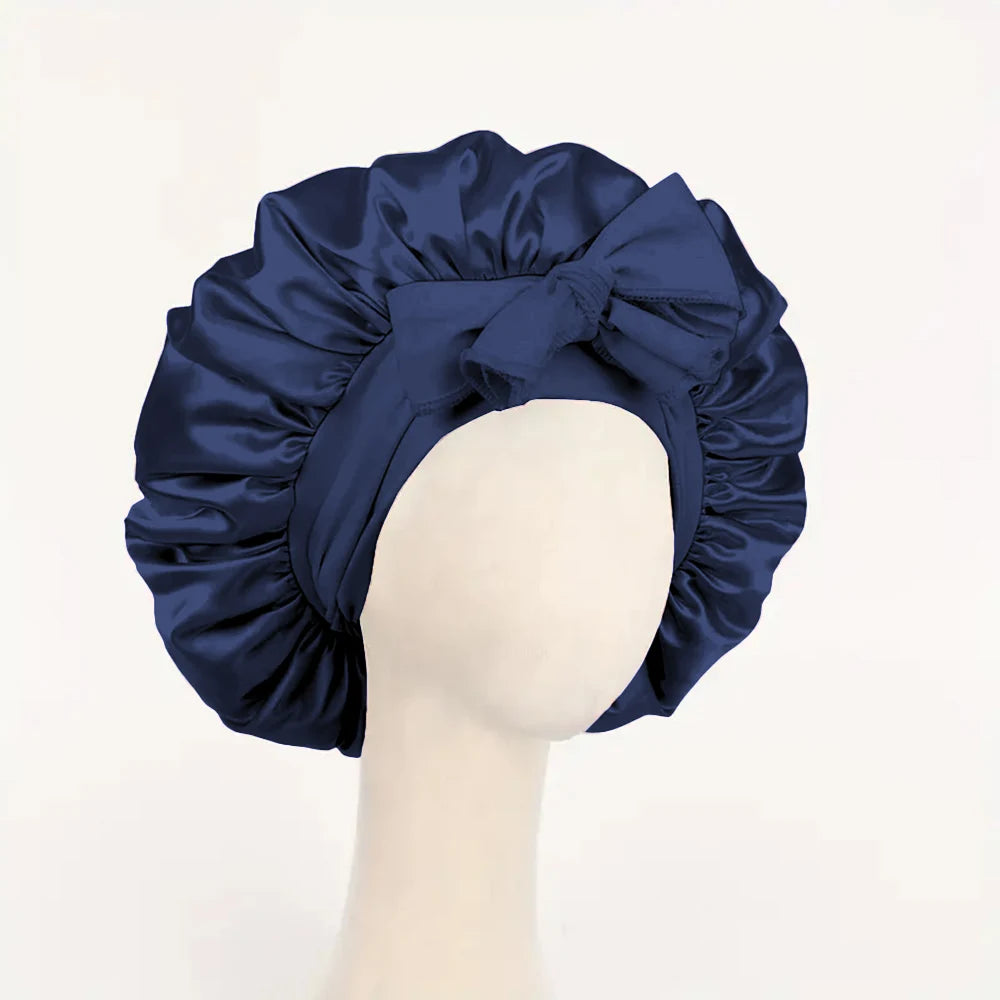 Adjustable Satin Hair Bonnet With Tie Band For Sleeping