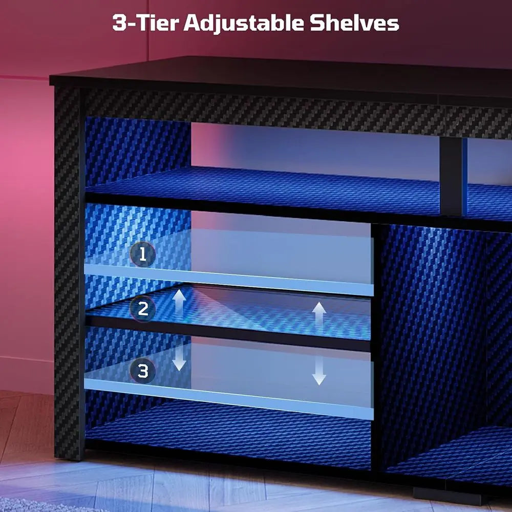 Modern LED TV Stand With Storage Entertainment Center Gaming