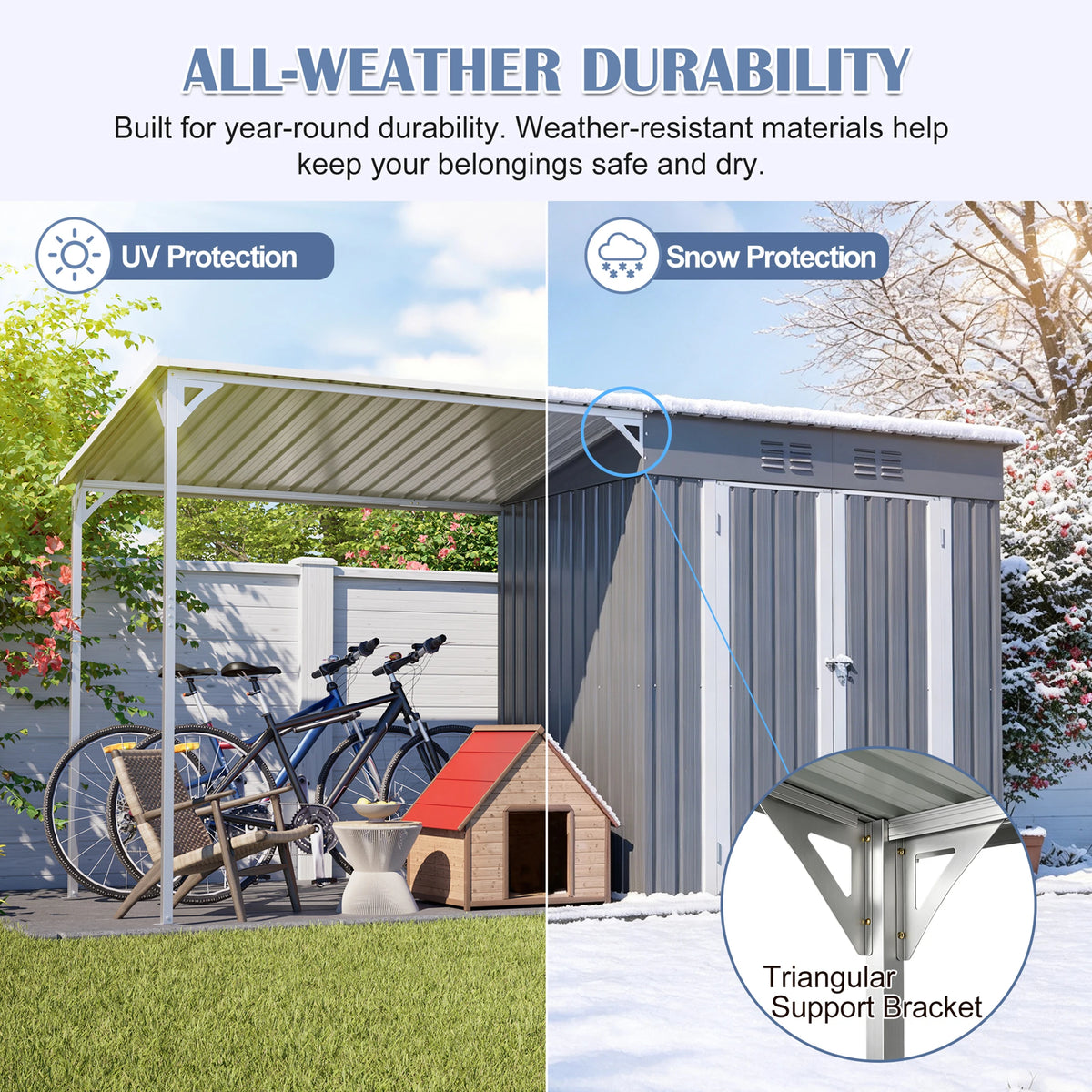 GIHAUVIA Metal Storage Shed and Hardtop Pergola Combo