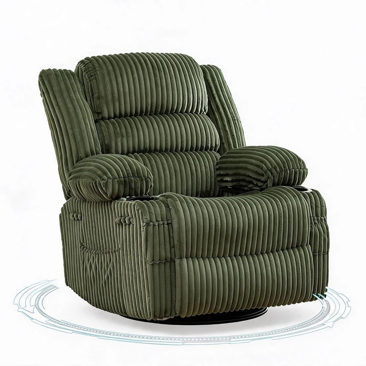 HiMISS Swivel Rocking Recliner Chair With Cup Holder Corduroy Glider