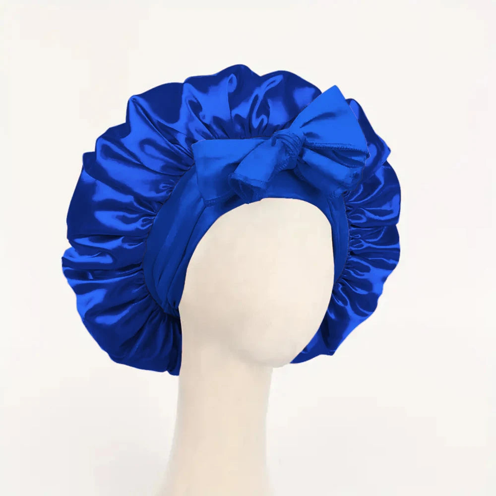 Adjustable Satin Hair Bonnet With Tie Band For Sleeping