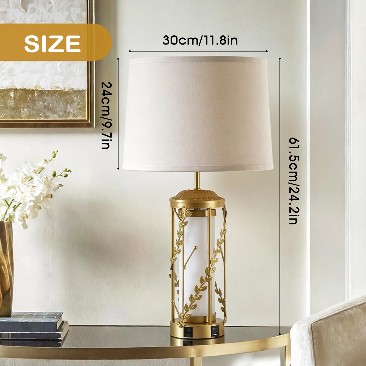 Hollow Leaf Dual Light Table Lamp With Charging Station