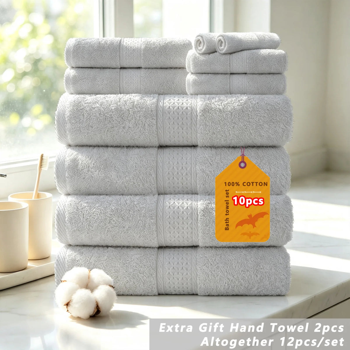 Soft Cotton Bath Towel Set With Quick Drying Water Absorption