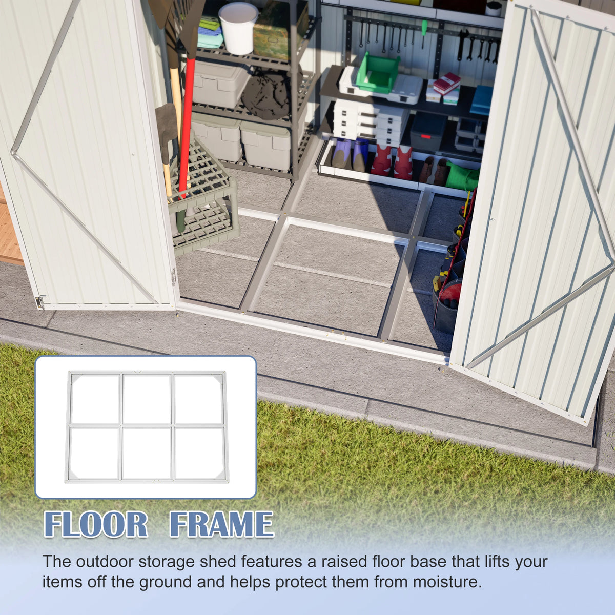 GIHAUVIA Metal Storage Shed and Hardtop Pergola Combo