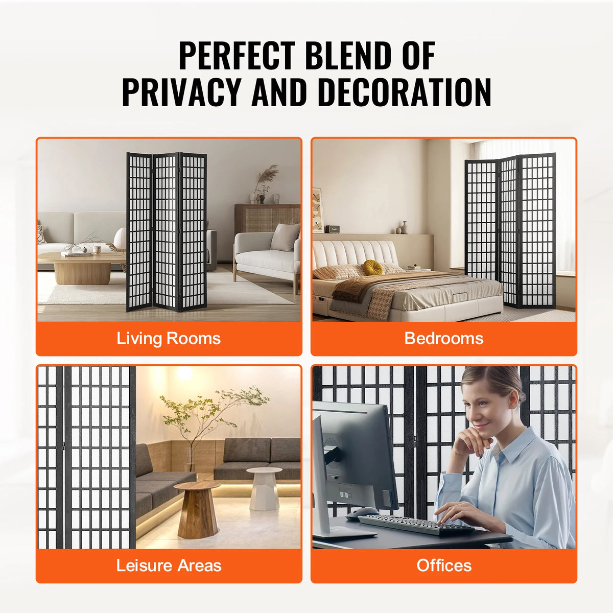 SucceBuy Portable Wood Folding Privacy Screen Room Divider
