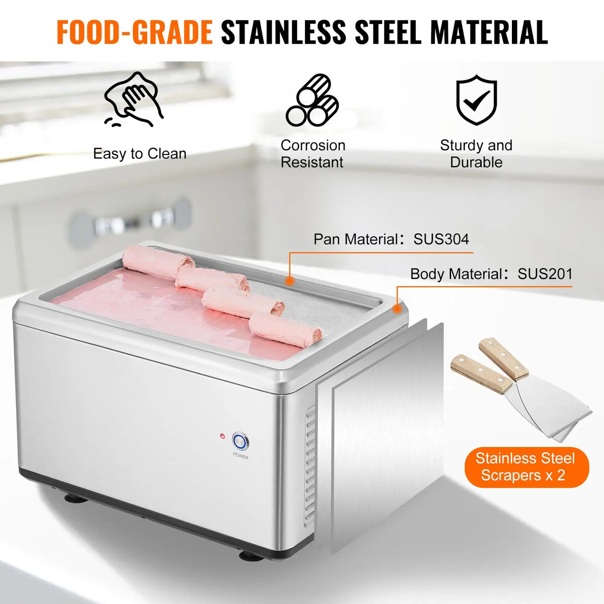 Oeny Stainless Steel Fried Ice Cream Roll Machine With Compressor
