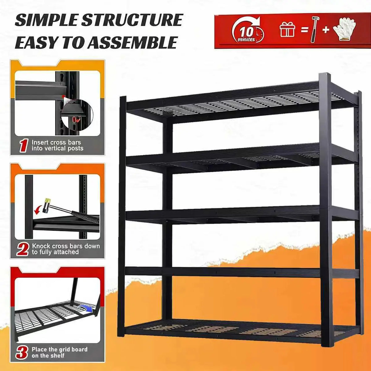 Sarenzoon Adjustable Metal Double Layer Commercial Utility Storage Rack