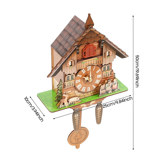 Wooden Nordic Cuckoo Wall Clock Featuring Bird Chime