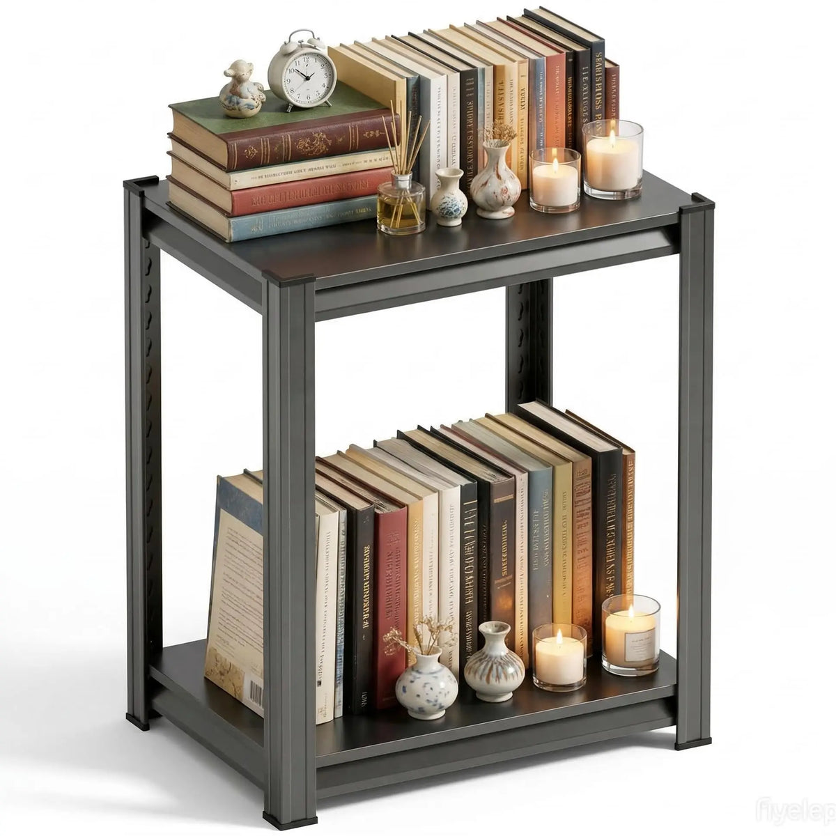 Bolt-Free Heavy-Duty Metal Bookshelf With Adjustable Shelves Anti-Tip Anchors