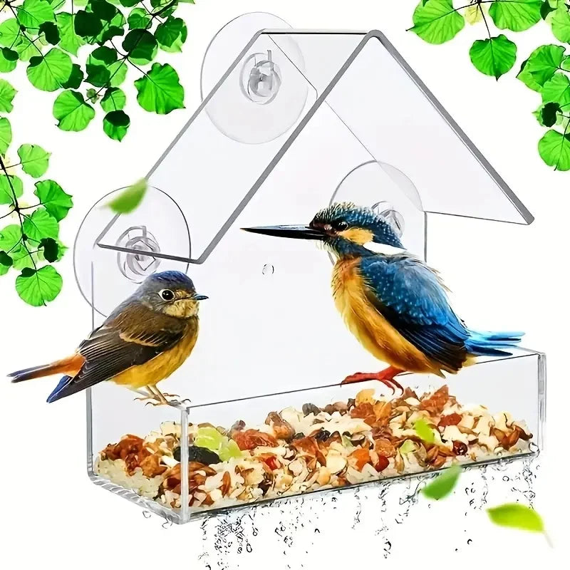 Transparent Window Bird Feeder Suction Cups Wild Birds Acrylic Design