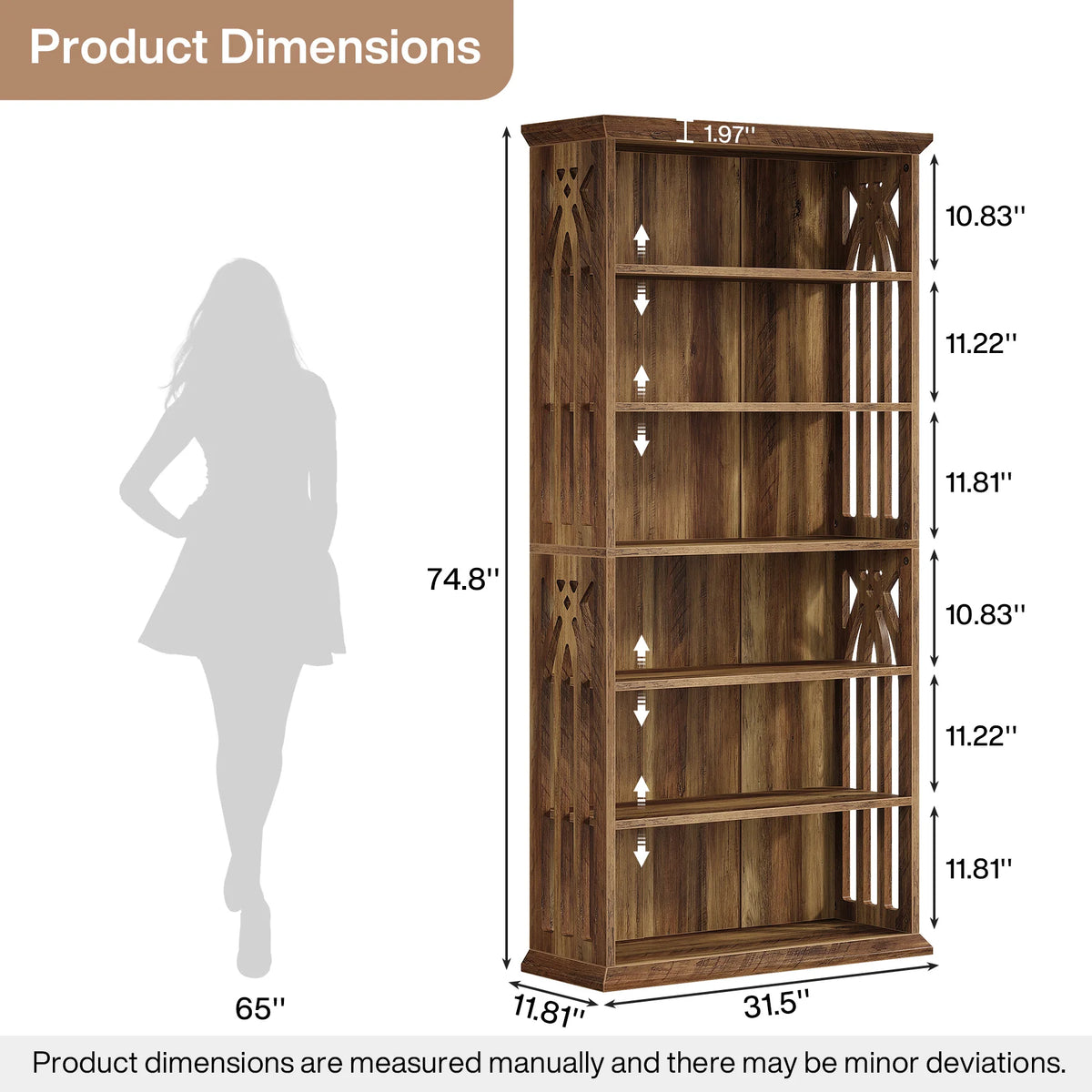 Tribesigns Freestanding Six Tier Wood Bookshelf and Display Stand