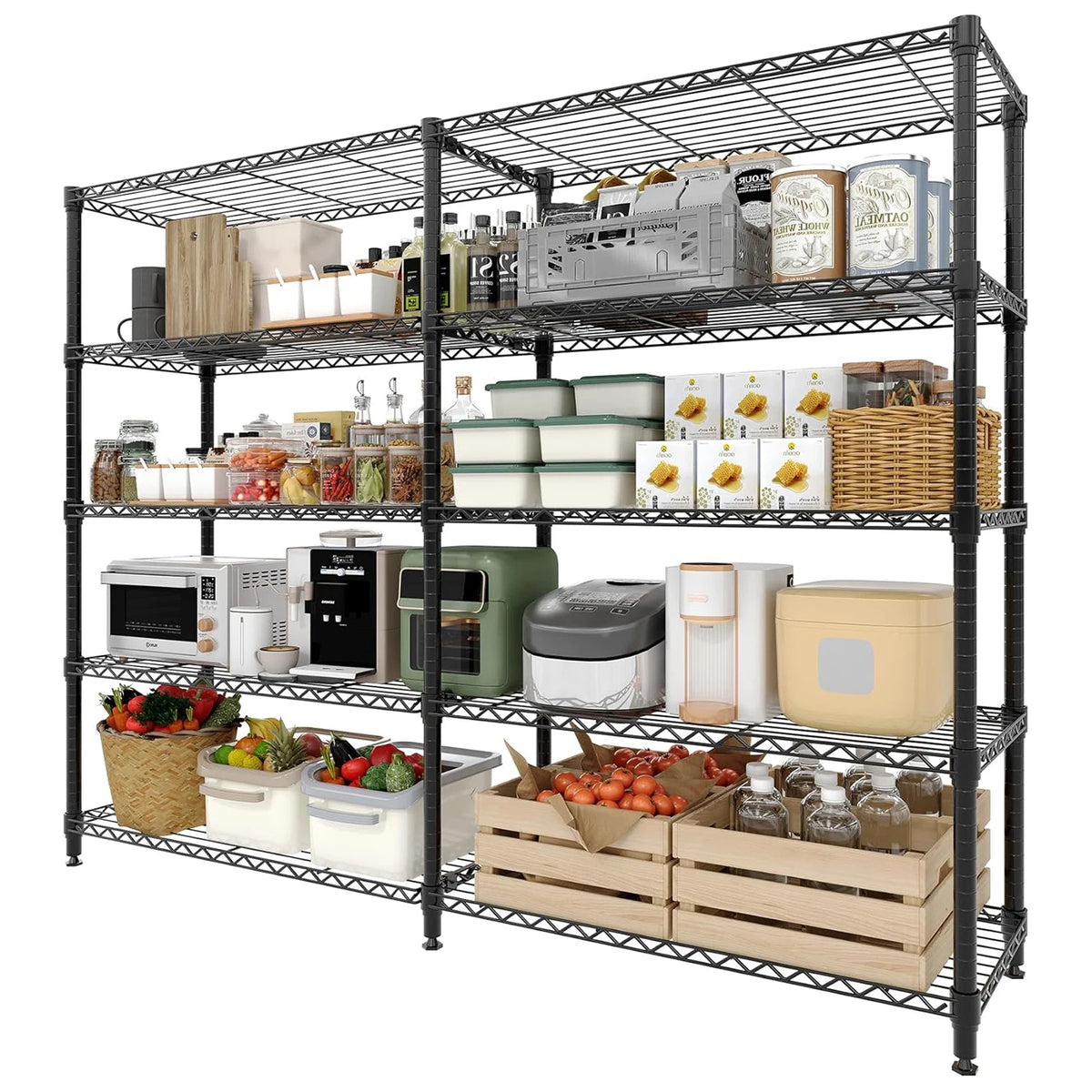 Twister.Ck Heavy Duty Metal Shelving Unit Adjustable Pantry Organizer